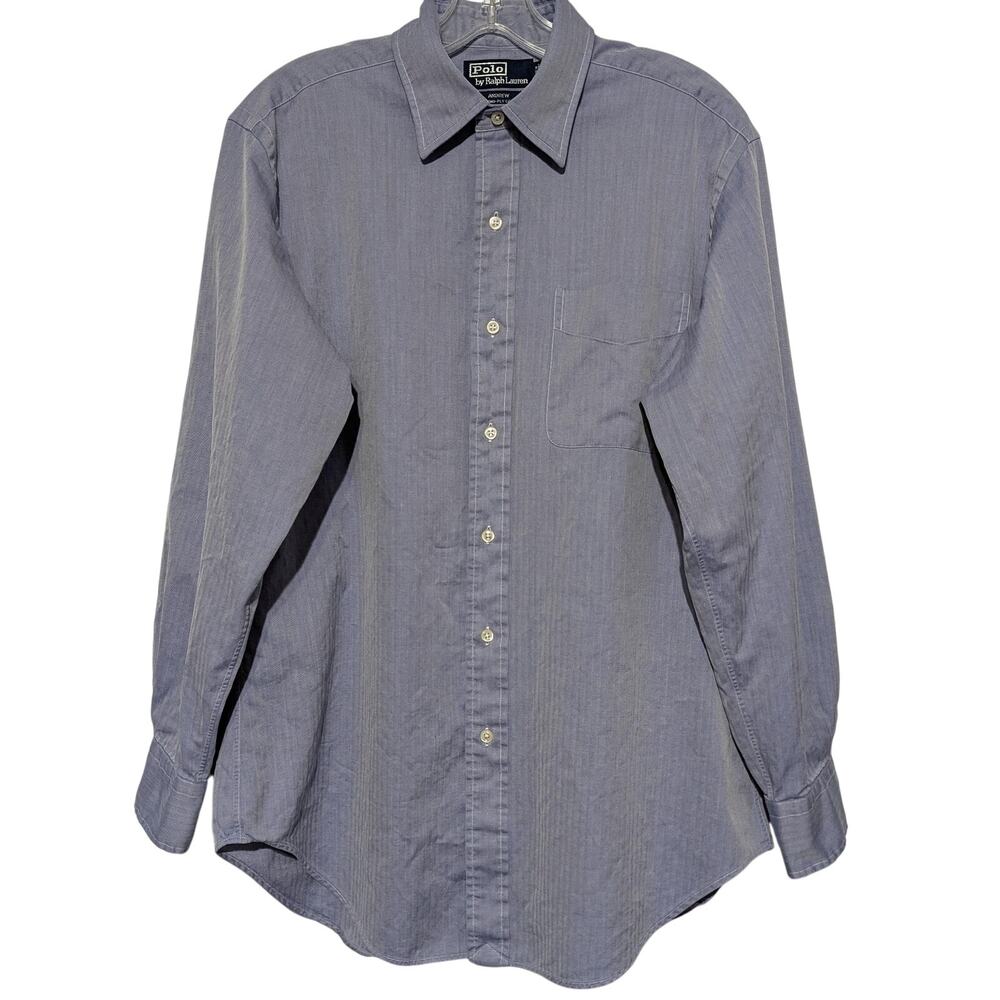 Polo Ralph Lauren Vintage Andrew Dress Shirt Mens 15.5 32/33 Blue Stripe Cotton
